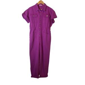 NWOT Peach Love Pink Denim Jumpsuit Women's Medium